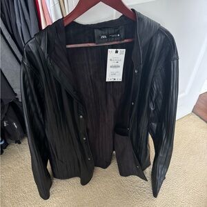 Zara men’s Black Leather Jacket